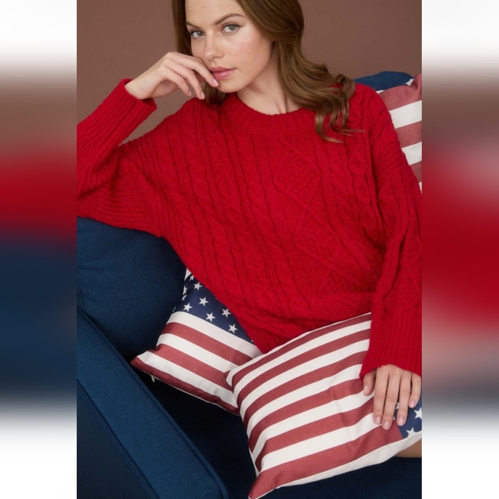 Cozy Red Cable Knit Sweater